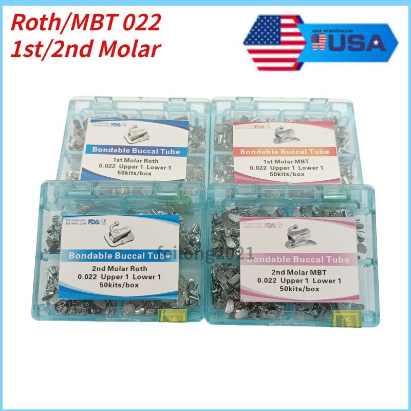 Dental Orthodontic Buccal Tubes Molar brackets Bondable Non-con 1st 2nd Roth/MBT