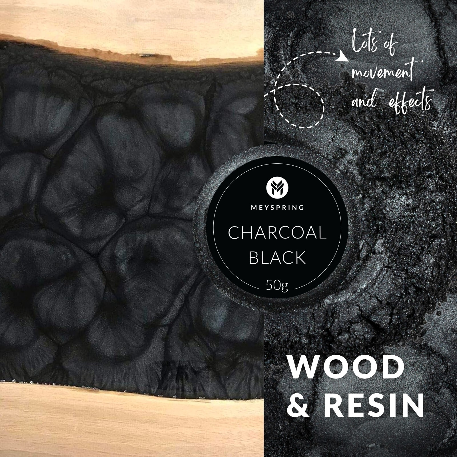 MEYSPRING Charcoal Black Mica Powder for Epoxy - Resin Color Pigment - Resin Dye