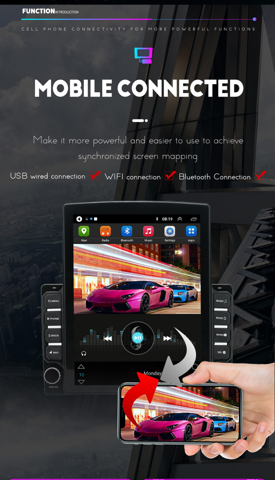 Fit For 2007-2015 Fiat 500 Android 14 For Carplay Car Stereo Radio GPS Navi BT