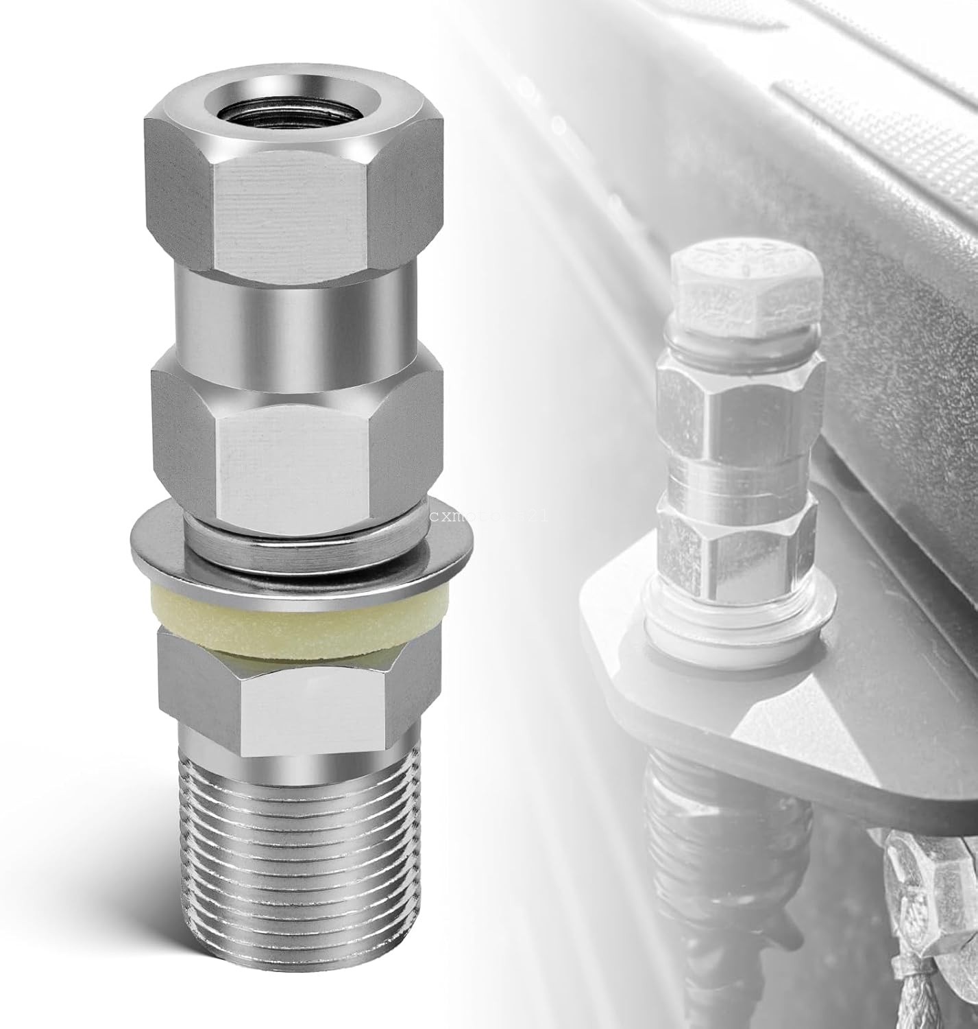 CB Antenna Stud Mount Adapter 3/8"x24 to SO-239 UHF Female Dual Hex Nut for Jeep