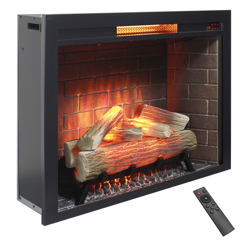 33" Infrared Electric Fireplace Insert Heater Realistic Flame w/Crackling Sound