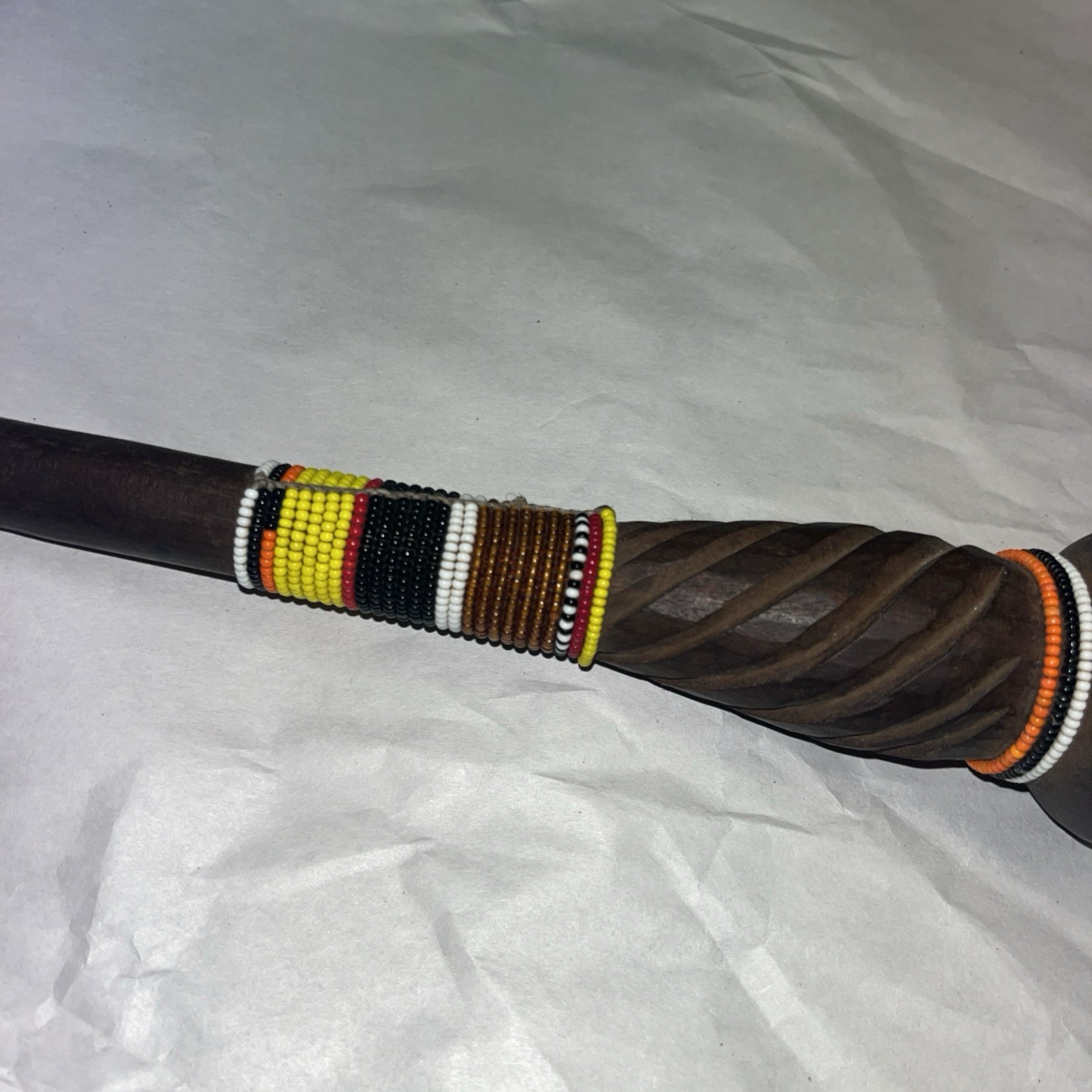 Vintage African Traditional Tribal Beaded Handmade Talking Stick