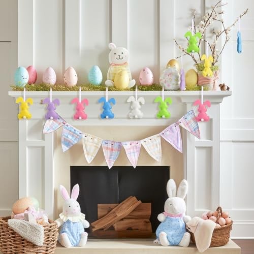 12 Pcs Easter Bunny Decorations Felt Bunny Hanging Ornaments Rabbit Calssic