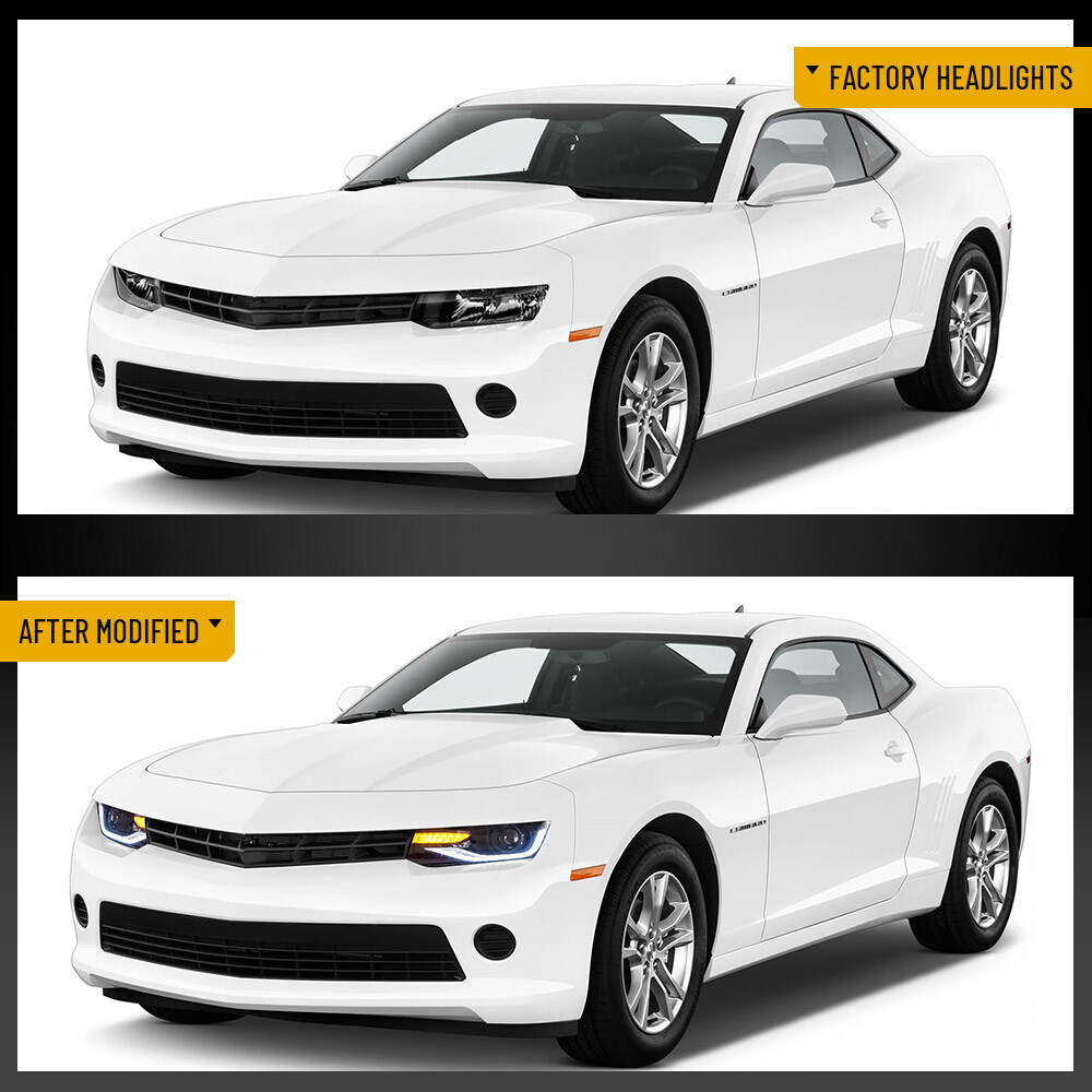 For 2014 2015 Chevy Camaro Upgrade 6th Gen Style Headlights Projector LED DRL'S