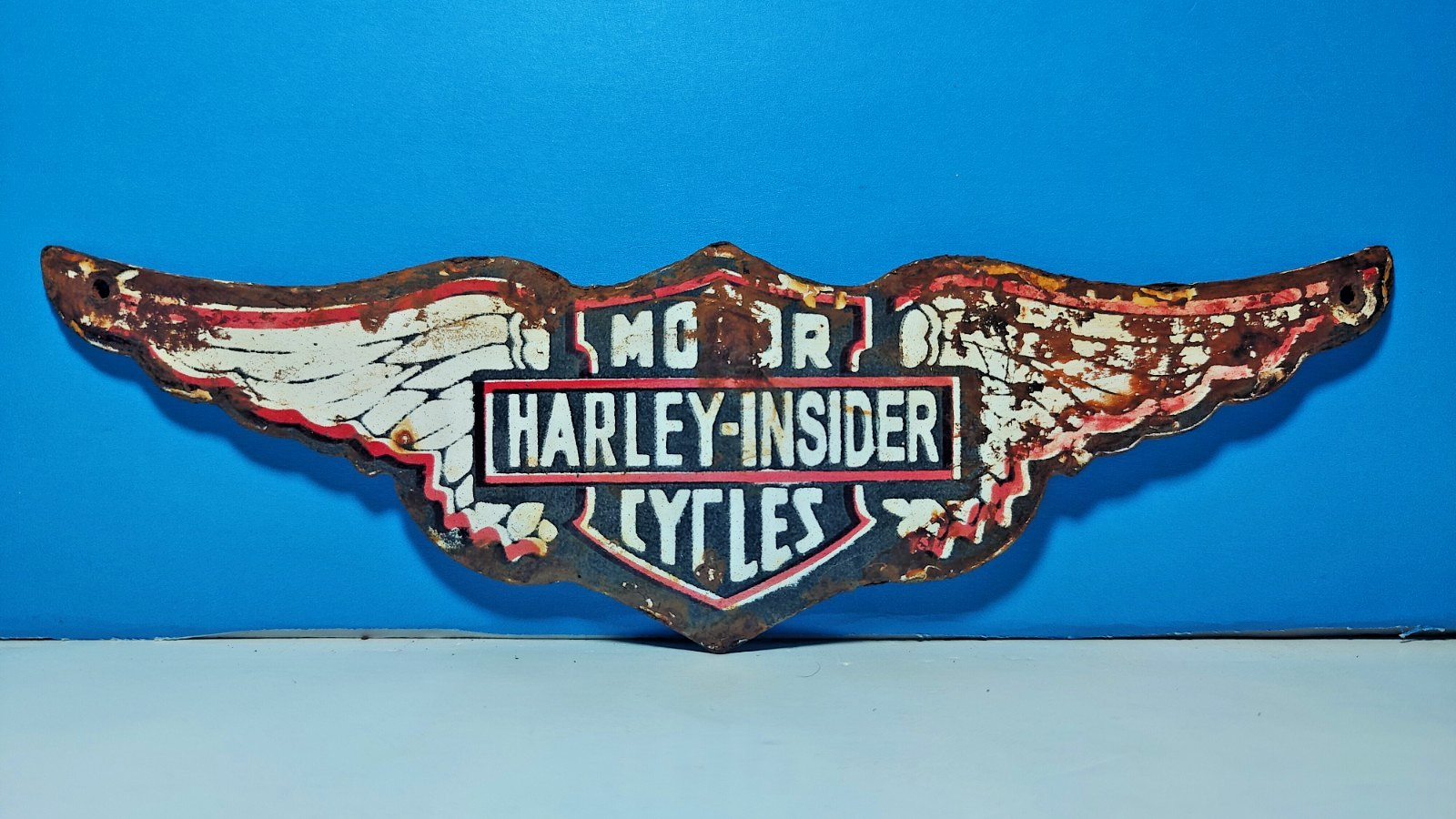 Vintage Harley Davidson Motor cycle Porcelain Enamel Bar Sign 10" x 3" Inches