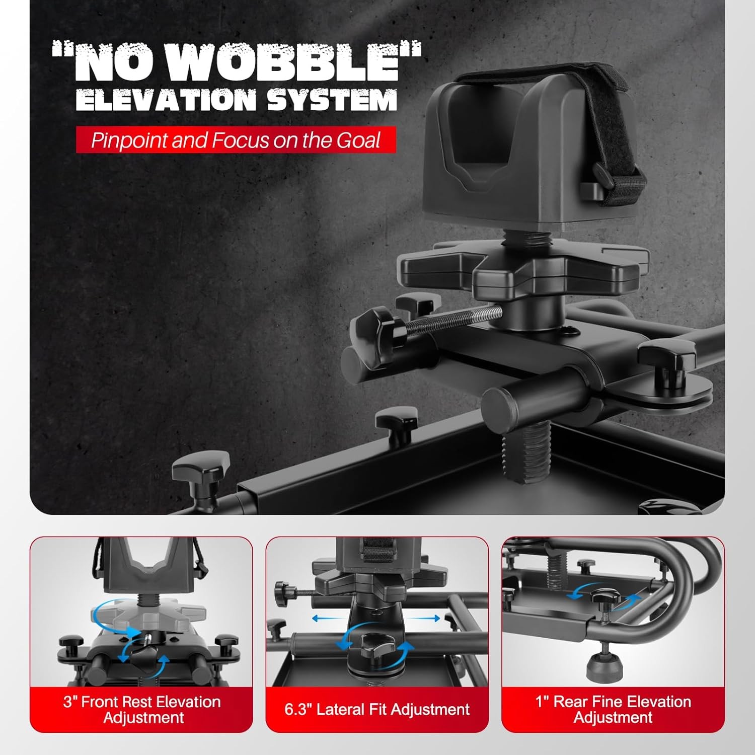 Heavy Duty Adjustable Rifle Shooting Rest with Rigid Steel Frame Non-Slip Base