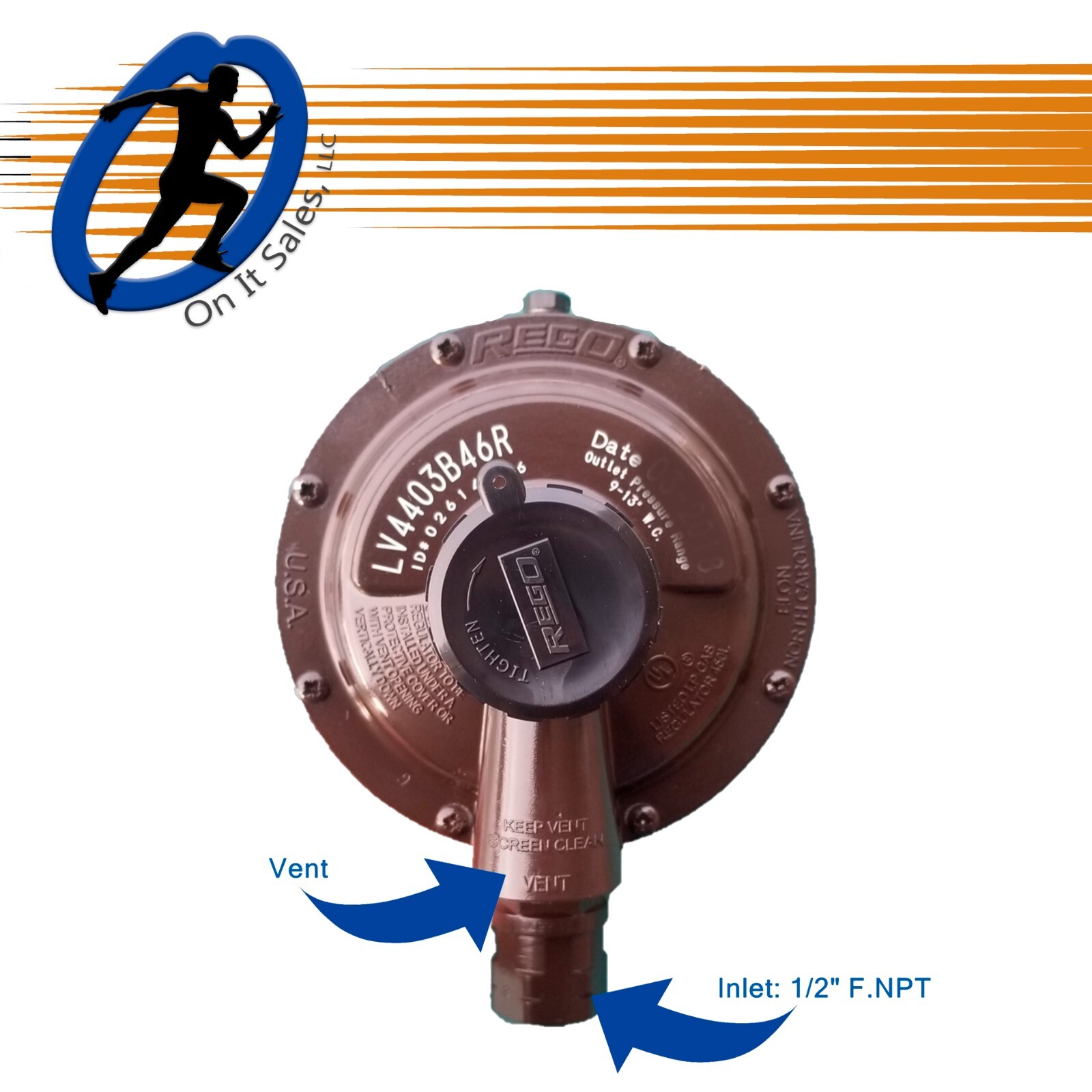 Rego Regulator LV4403B46R Low Pressure 2nd Stage 1/2" F.NPT x 3/4" F.NPT