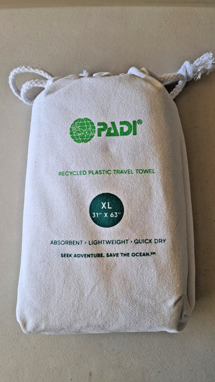 PADI Recycled Plastic Travel Beach Towel XL 31” x 63” NEW