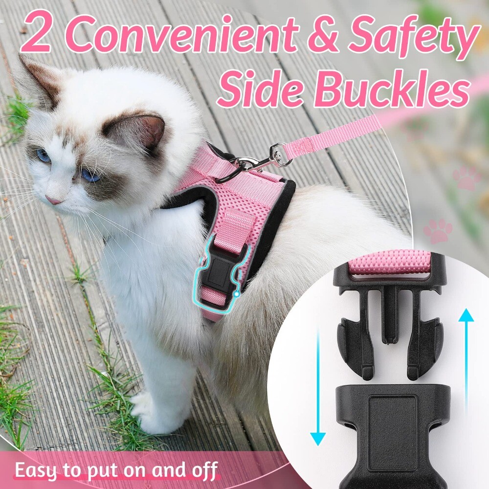 Cat Harness and Leash Escape Proof Soft Adjustable Vest Breathable Reflective