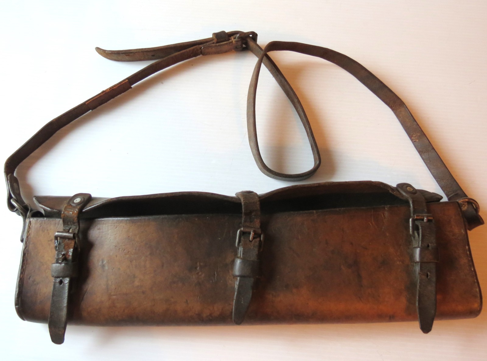 Antique Leather Cartridge Box Case Civil War Era 17 3/4" L