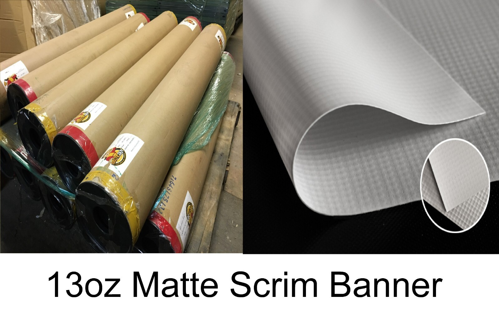 13 oz Scrim Outdoor Reinforced Tough UV Banner Solvent Latex Inks PVC Vinyl Roll