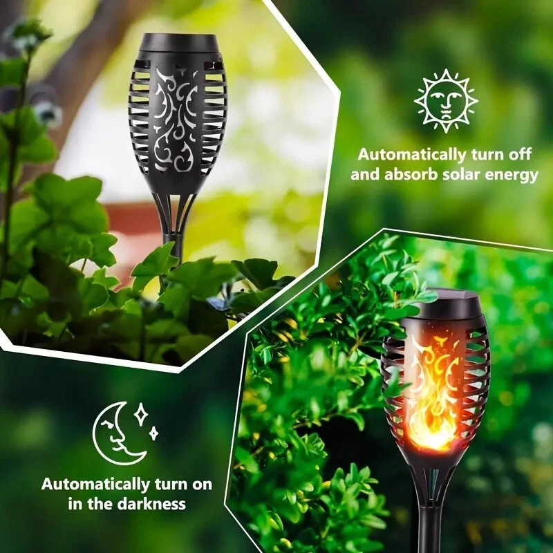 6-12pcs Solar TiKi Torch Lights with Flickering Flames - Waterproof by AvalonUP
