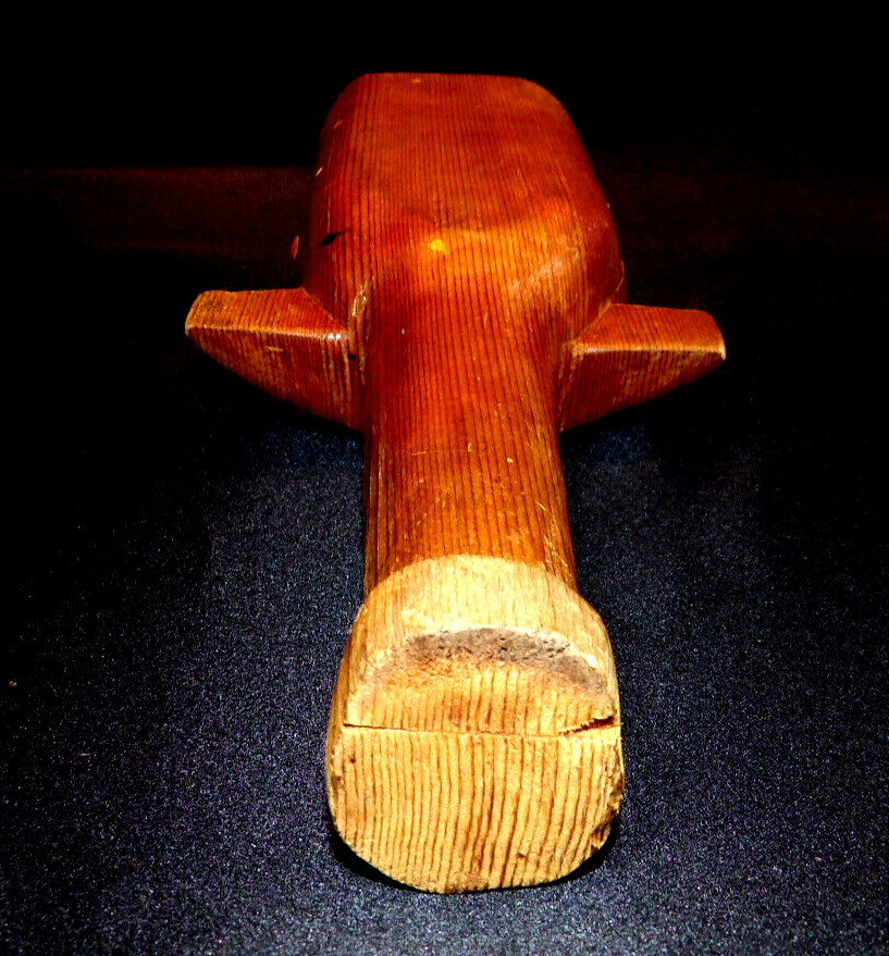 NW Coast Native American Hand Carved Cedar Rattle Wolf Shaman