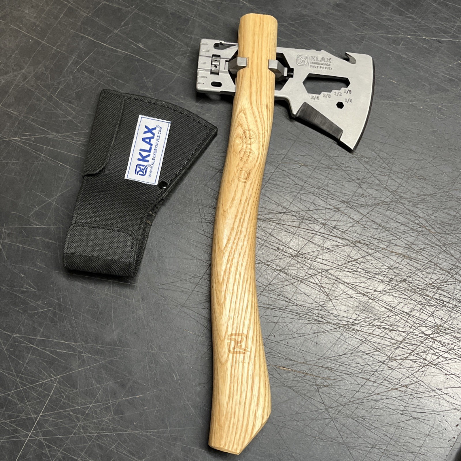 Klecker KLAX Lumberjack 3.75" Stainless Steel Axe Head Multi-Tool -Wooden Handle