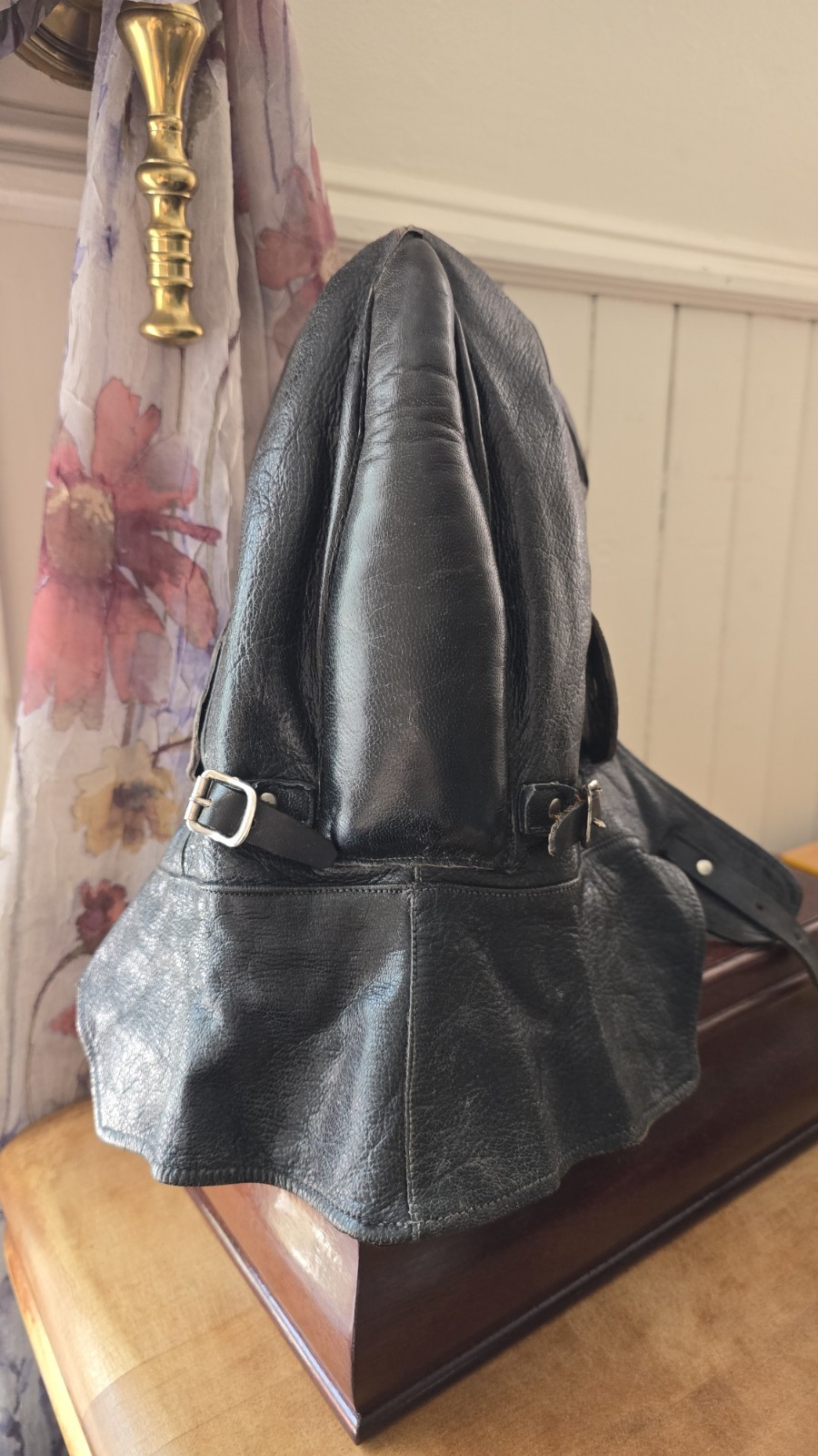 Leather Padded Helmet Flight Or Motorcycle Cap Ear Covers LARPING Cosplay Pilot