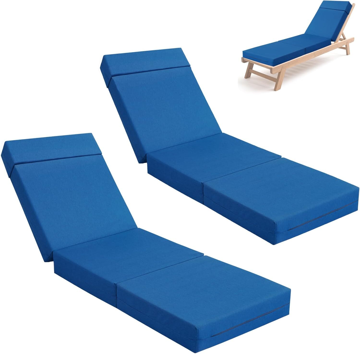 SUNYRISY 72"x21"x5" Chaise Lounge Cushions Set of 2 Waterproof Sun- Patio Pads
