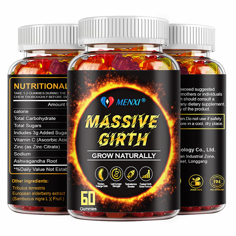 #1 BEST-MALE ENLARGER THICKER LONGER BIGGER 3" GROWTH ENLARGEMENT 60PCS GUMMIES