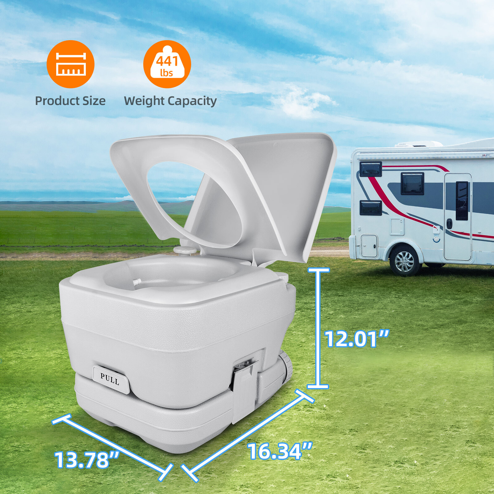 Portable Toilet 2.6 Gallon 10L Flush Outdoor Camping Toilet Potty Travel Car SUV