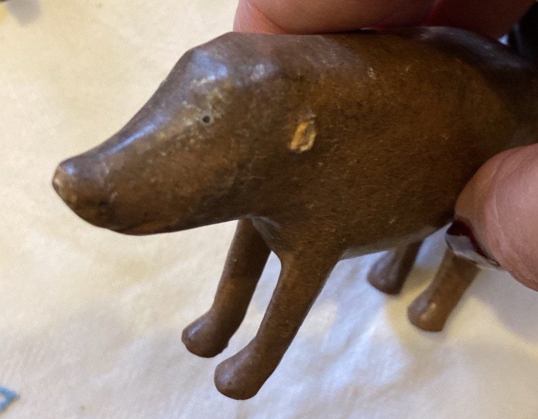 Victorian 19th Century 2 Hand Made Folk Art Pigs. Primitive / Naiave. Folk Art