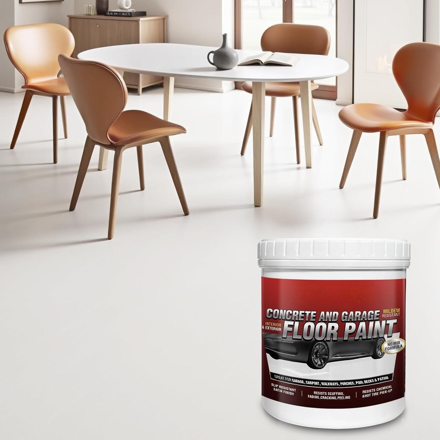 Professional epoxy floor paint kit (1 gallon white) - suitable for garage floors