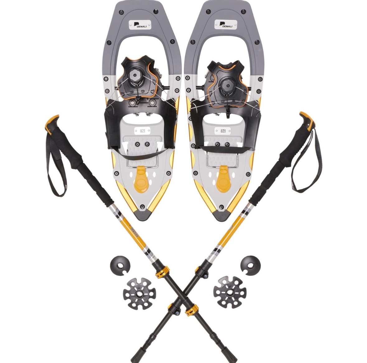 Denali Sawtooth Spin Snowshoes 8x21 Quick-Adjust Kit w/ Poles & Bag – 150 lb