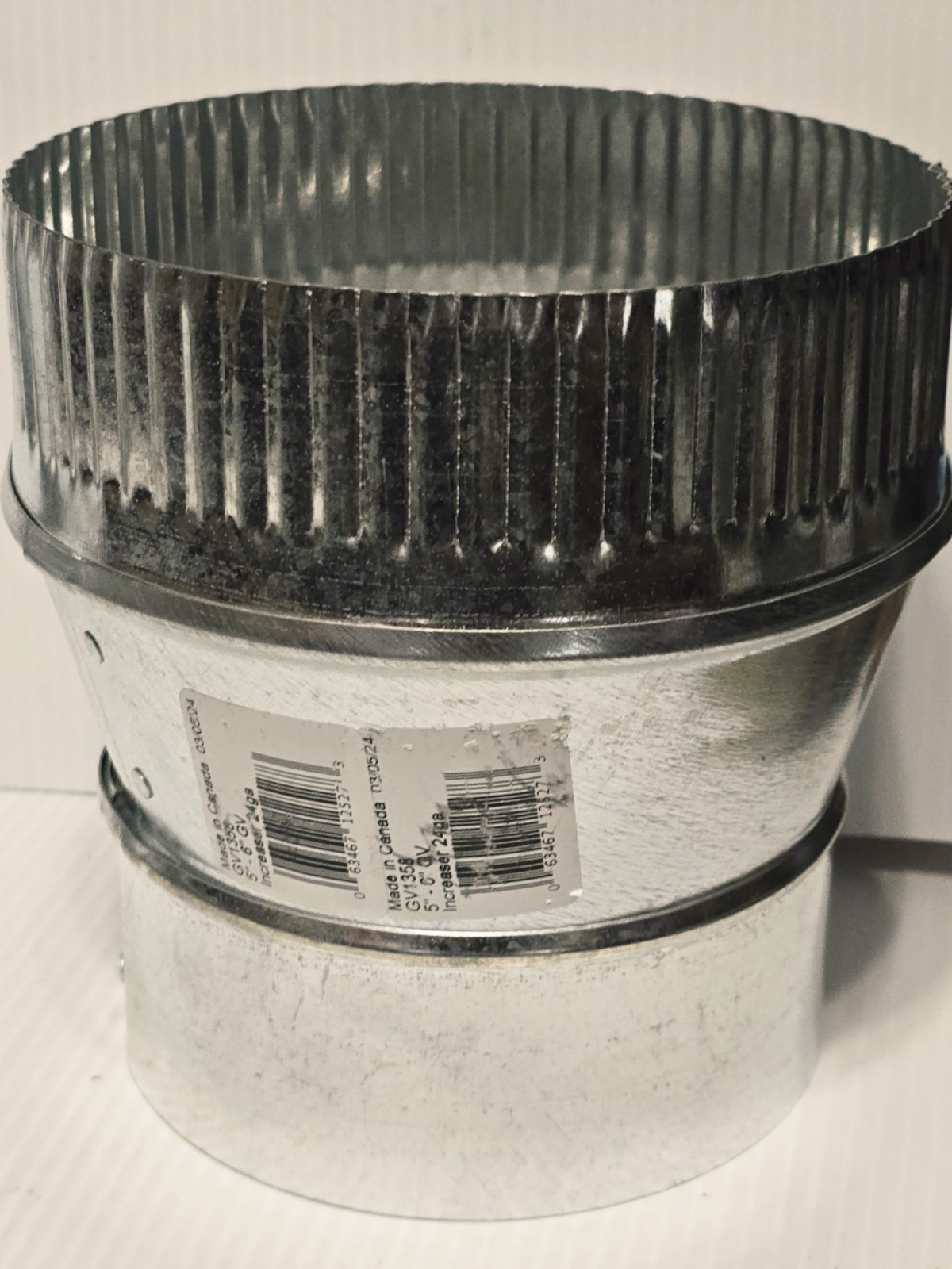 Imperial GV1358 Galvanized 24 ga. Steel Furnace Pipe INCREASER 5"-6" Dia.