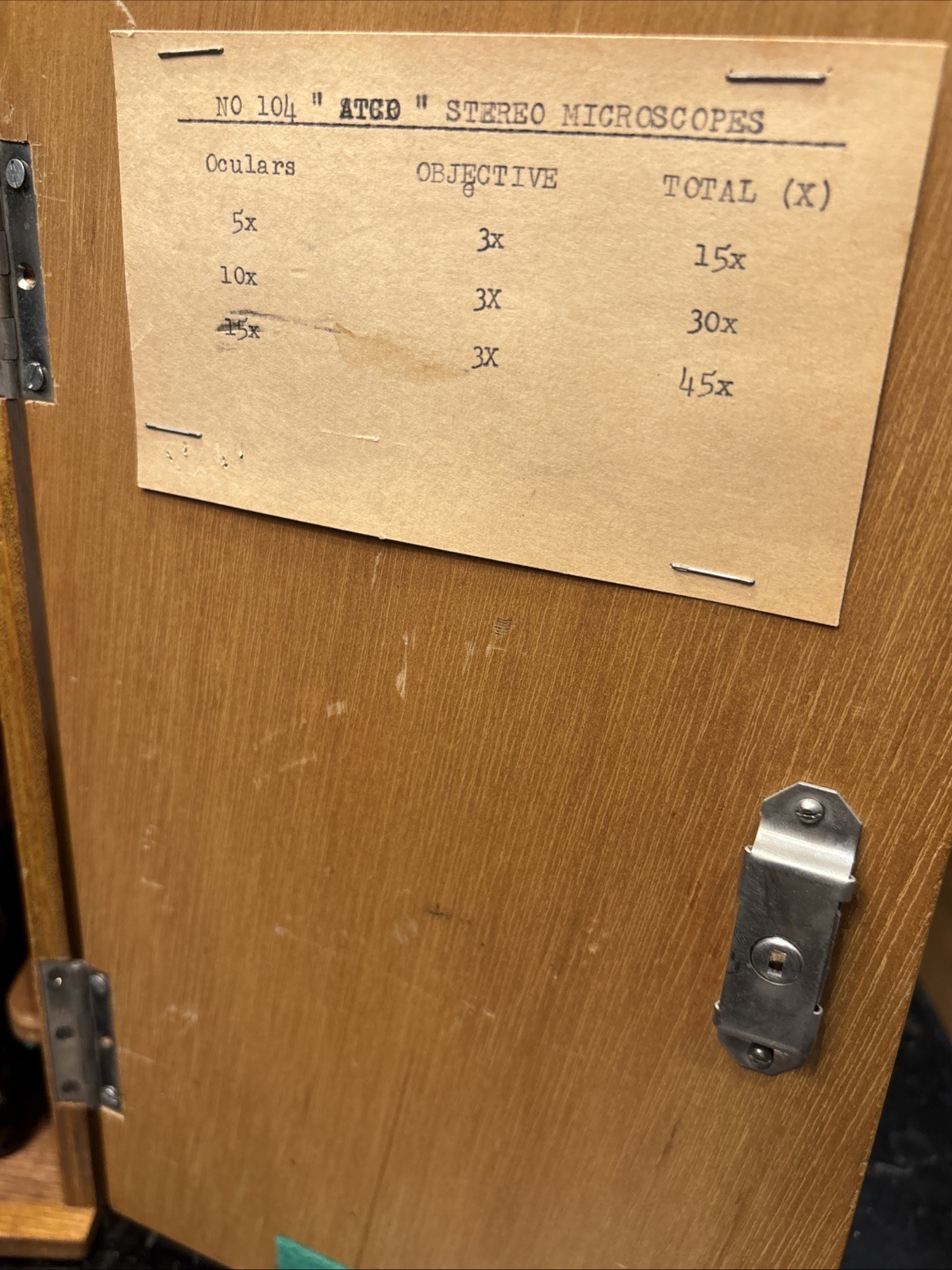 Bausch&Lomb Pat Jan 5,1915 August Waeldin Optical Microscope W/Wooden Case & Key