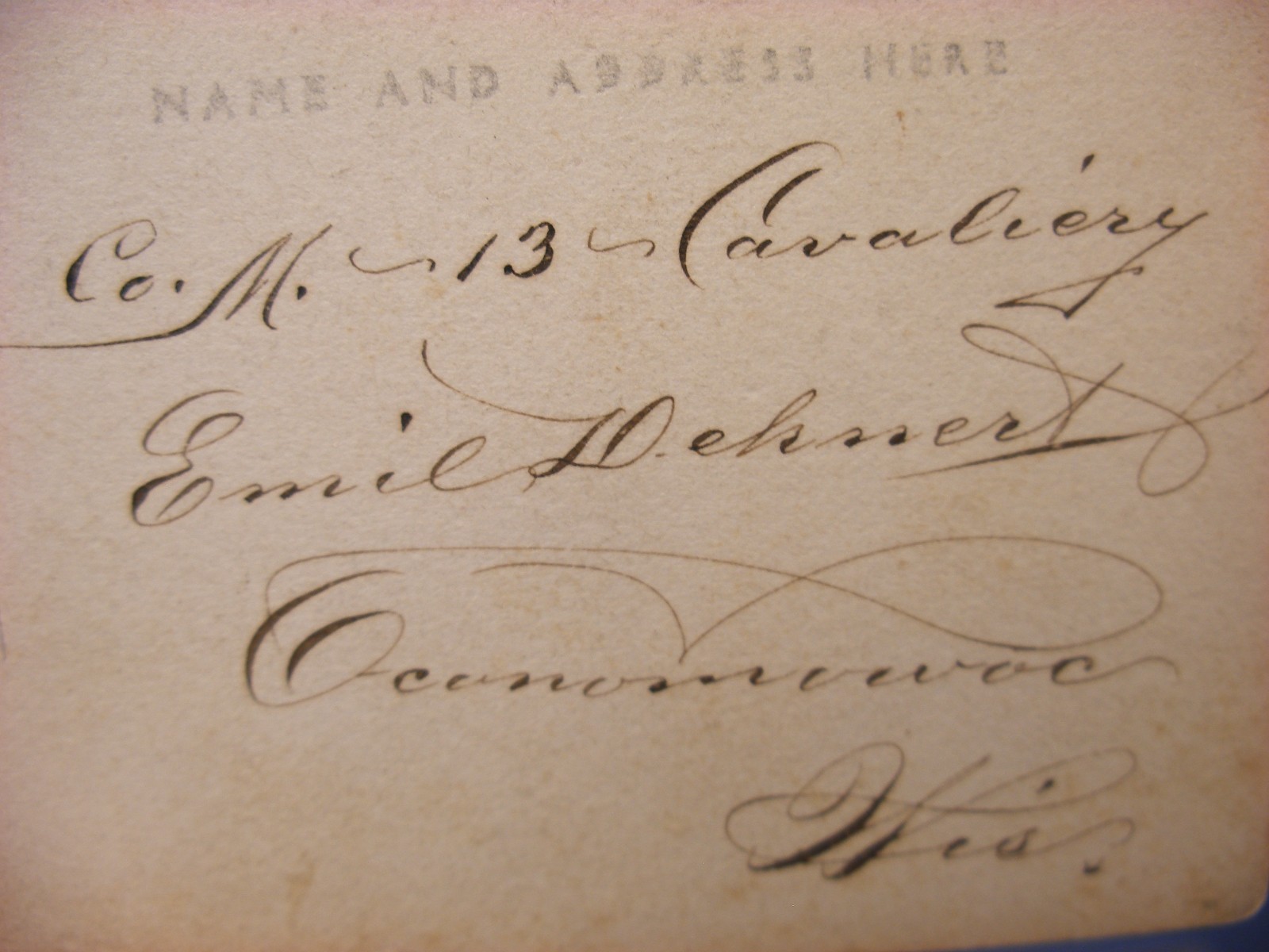 Real Photo Postcard RPPC - US Soldier 13th cavalry Company M Oconomowoc WI #3738