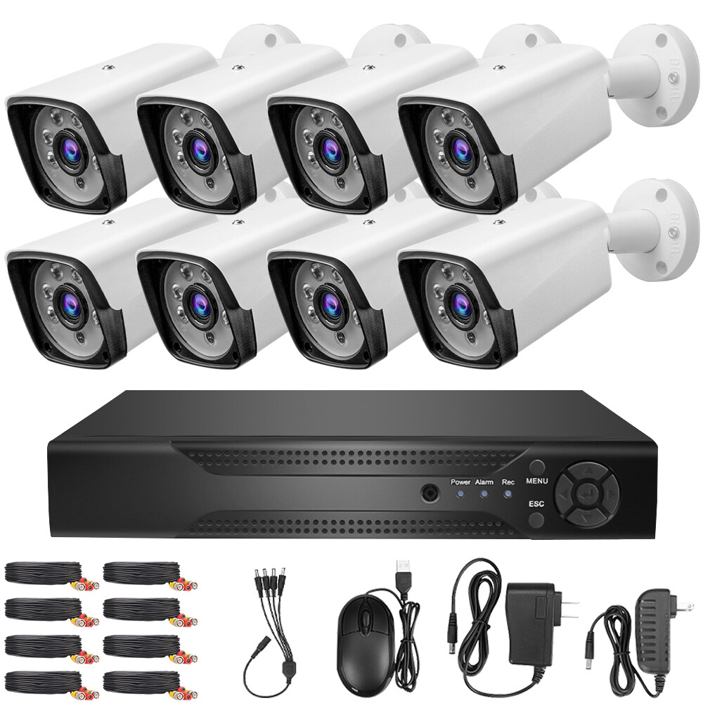 8 Camaras De Seguridad Wifi Exterior 1080P HD DVR 8CH Con Vision Nocturna CCTV