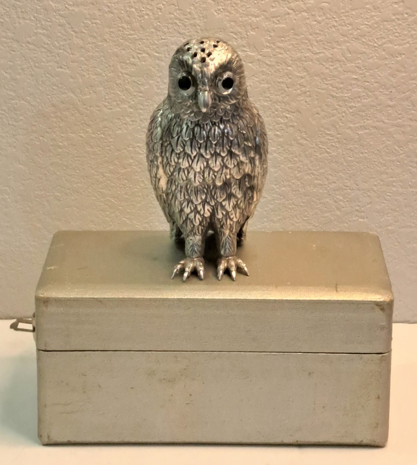 Antique Corbell & Co Silver Plate Owl Sugar Sifter Caster Muffineer Original Box