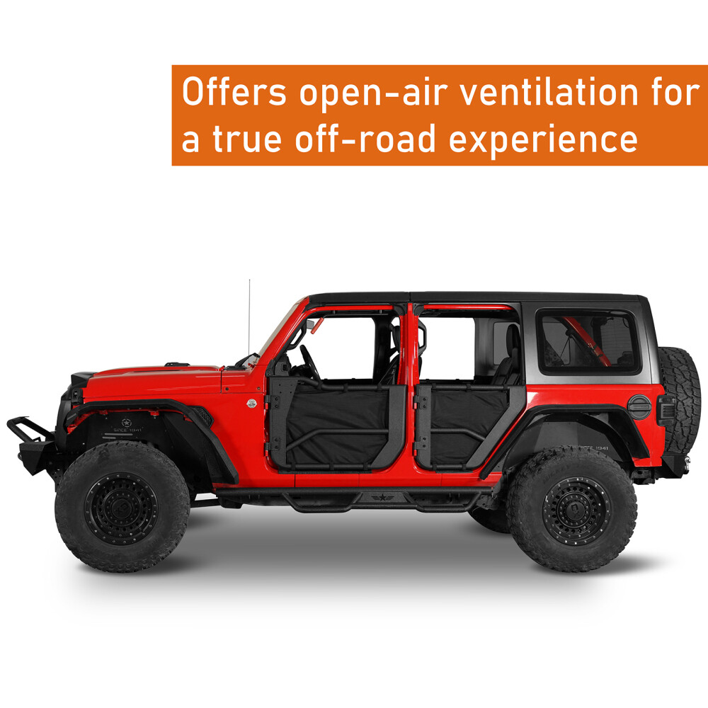 Hooke Road Tube Half Doors + Mirrors Fit 18-24 Jeep Wrangler JL Gladiator JT