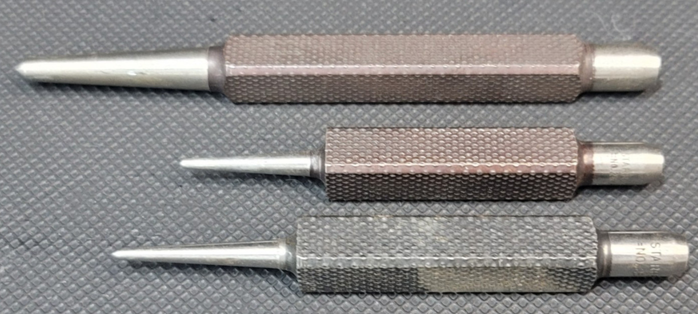 3 Piece Starrett Center Punch Set 264A, 264B, 264E