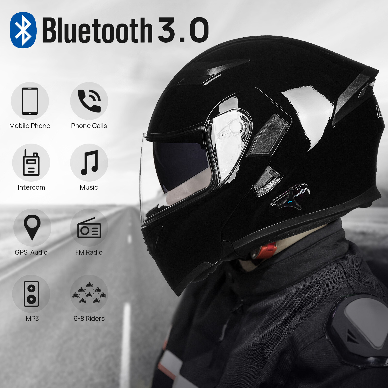 ILM USED Bluetooth Full Face Modular Motorcycle Helmet Dual Visor Intercom DOT