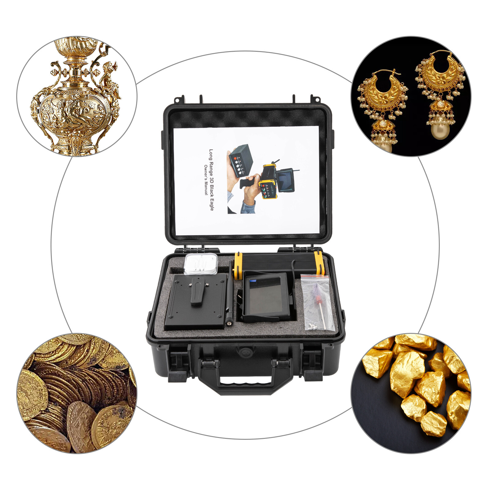 Long Range 3D Gold Silver Gem Diamond Metal Detector for Treasure Hunter LCD