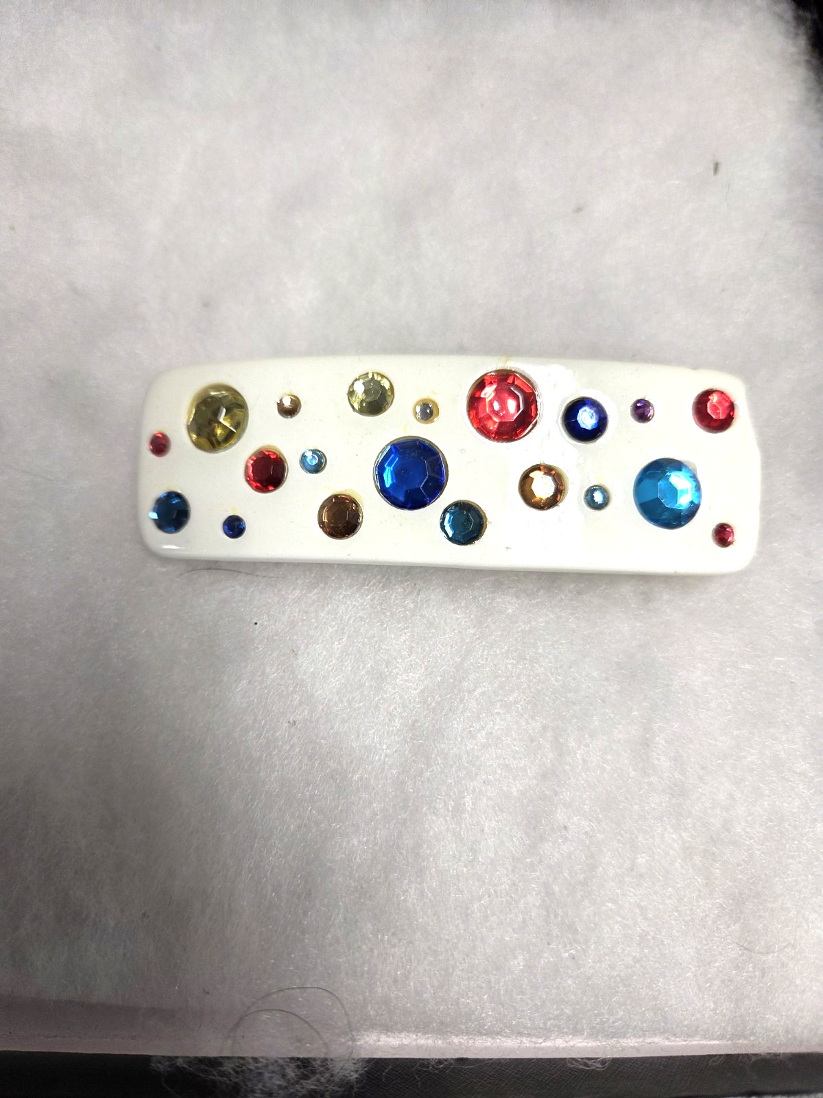 Vtgsilver tone mix color rhinestone lucite Hair Barrette