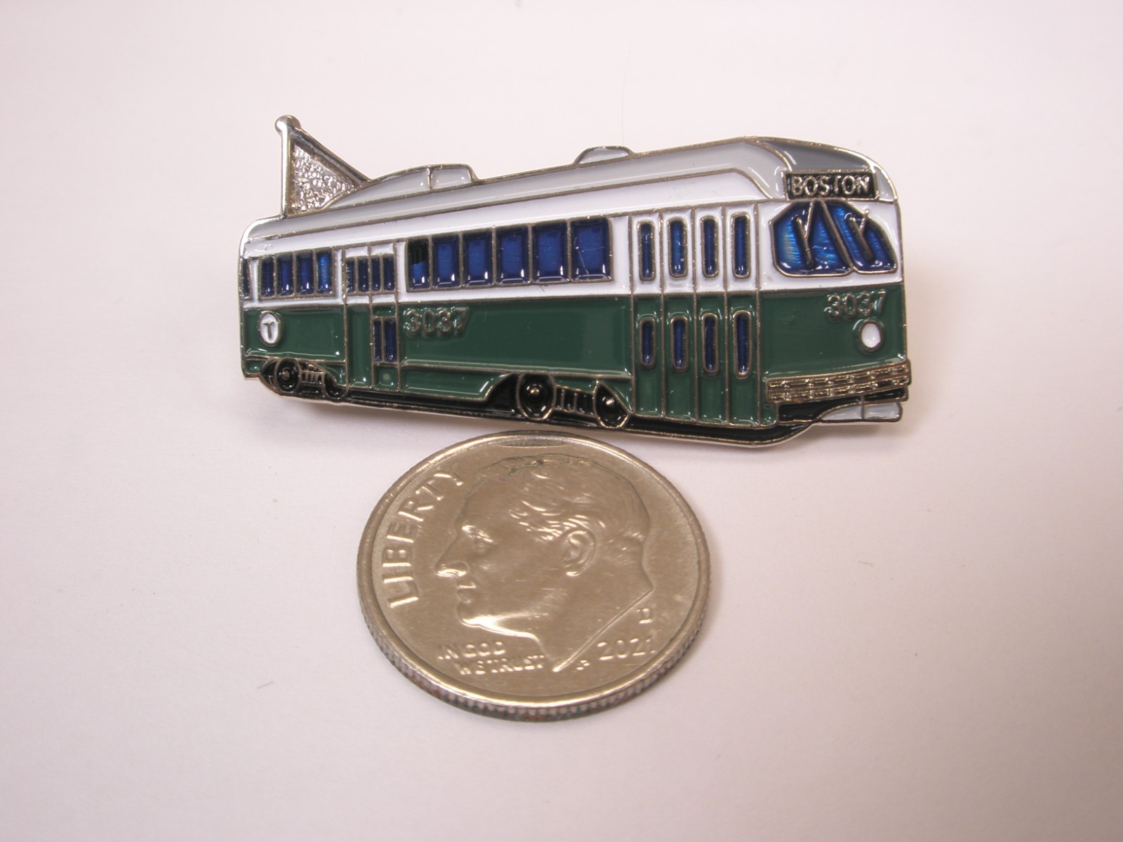 Boston Elev Railway Car 3037 Transit Train MBTA Vintage Tie Tack Lapel Pin a01