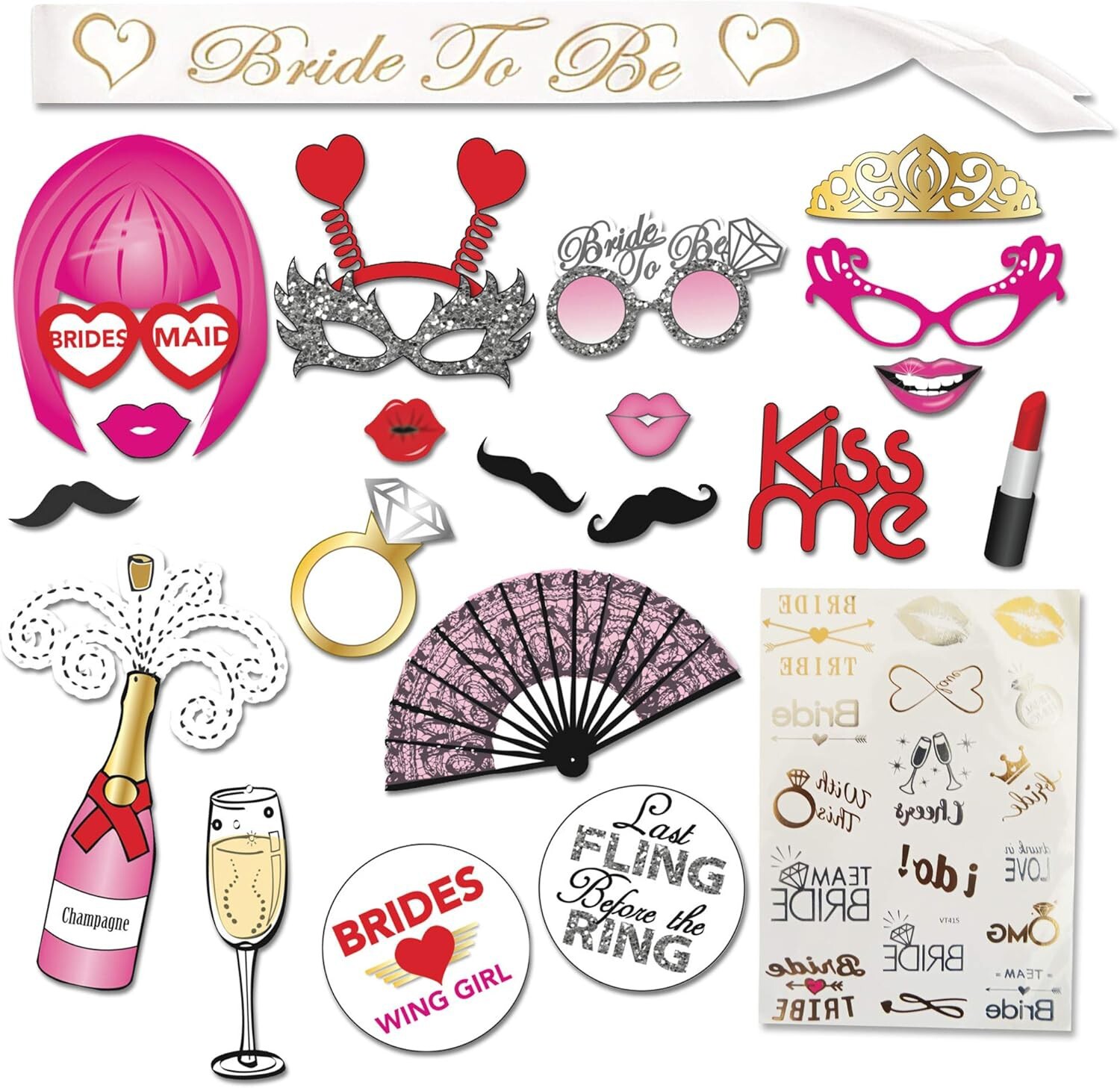 Bachelorette Party Kit Bridal Shower Decorations | Bride to be Sash |Photo Props