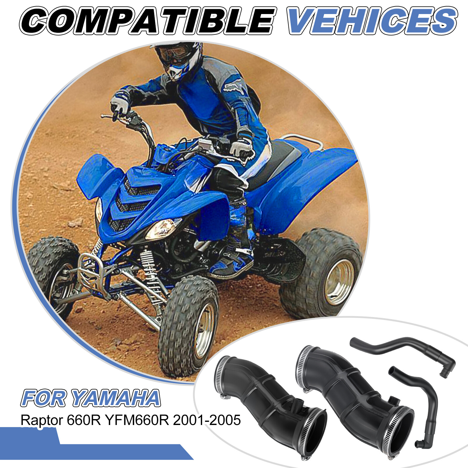 2001-2005 For Yamaha Raptor 660R YFM660R Airbox Manifold Snorkel Intake Tube L+R