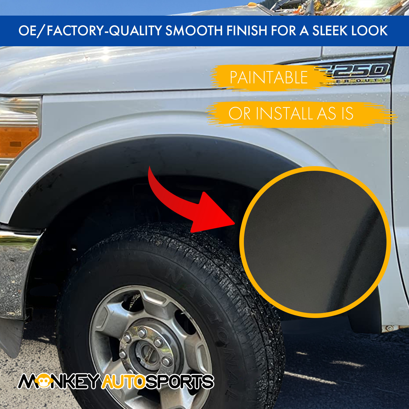 2011-2016 FORD F250/350 Factory/OE Design FENDER FLARES | NEW 4-PIECE SET