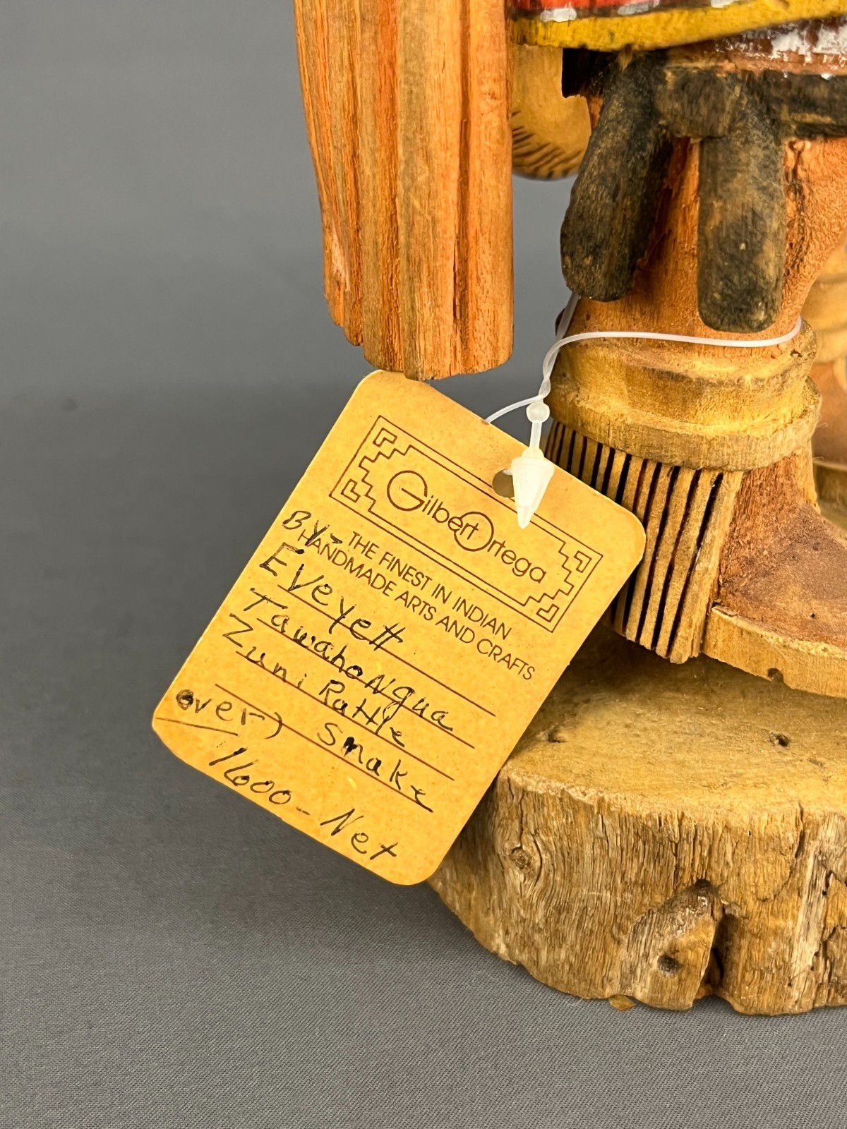 Vtg Hand-Carved 13" Hopi Kachina Doll ZUNI RATTLE SNAKE by Everett Tawahongva