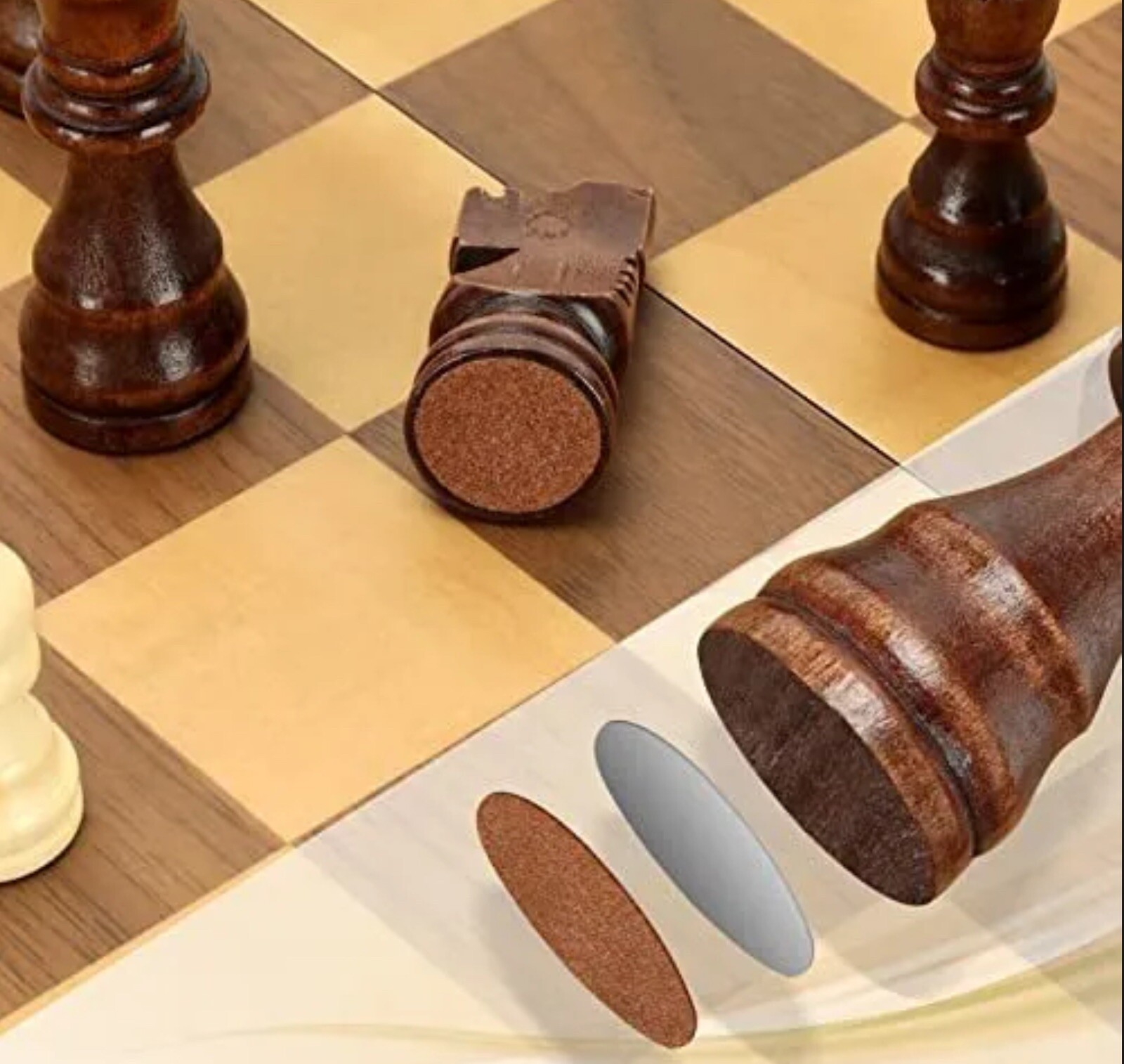 Magnetic Wooden Chess Pieces Only, 3" Large King Chess Pieces Weighted