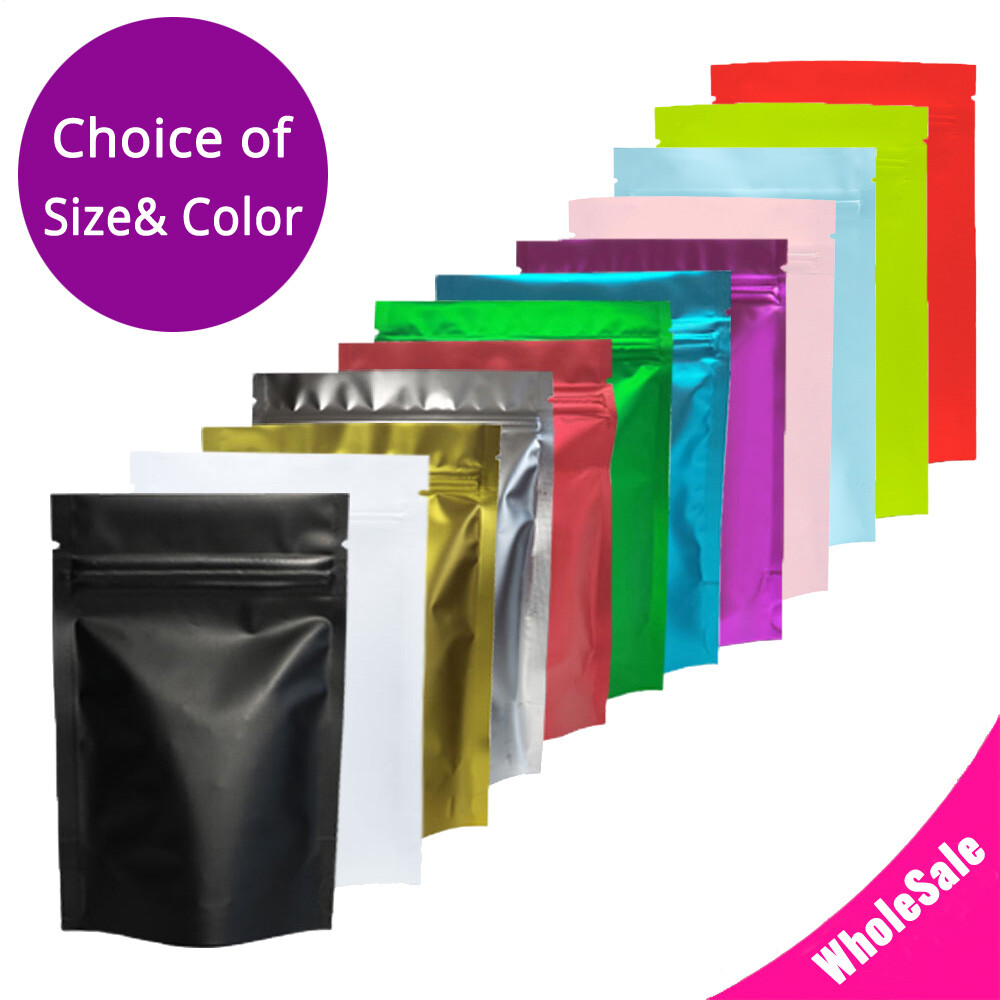 Multi-Color & Sizes Matte Two Sided High Quality Foil Zipper Stand Up Bags M