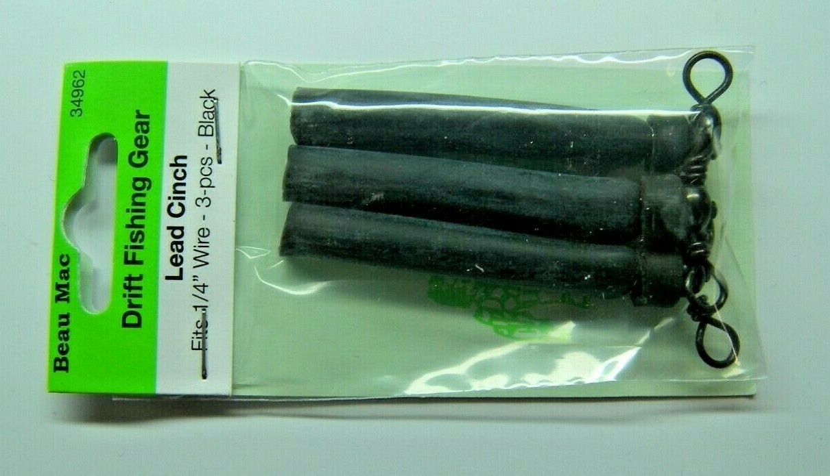 Lead Cinches Beau Mac 1/4" 3 Ct Black Drift Fishing Tackle w/Cross Line Swivel