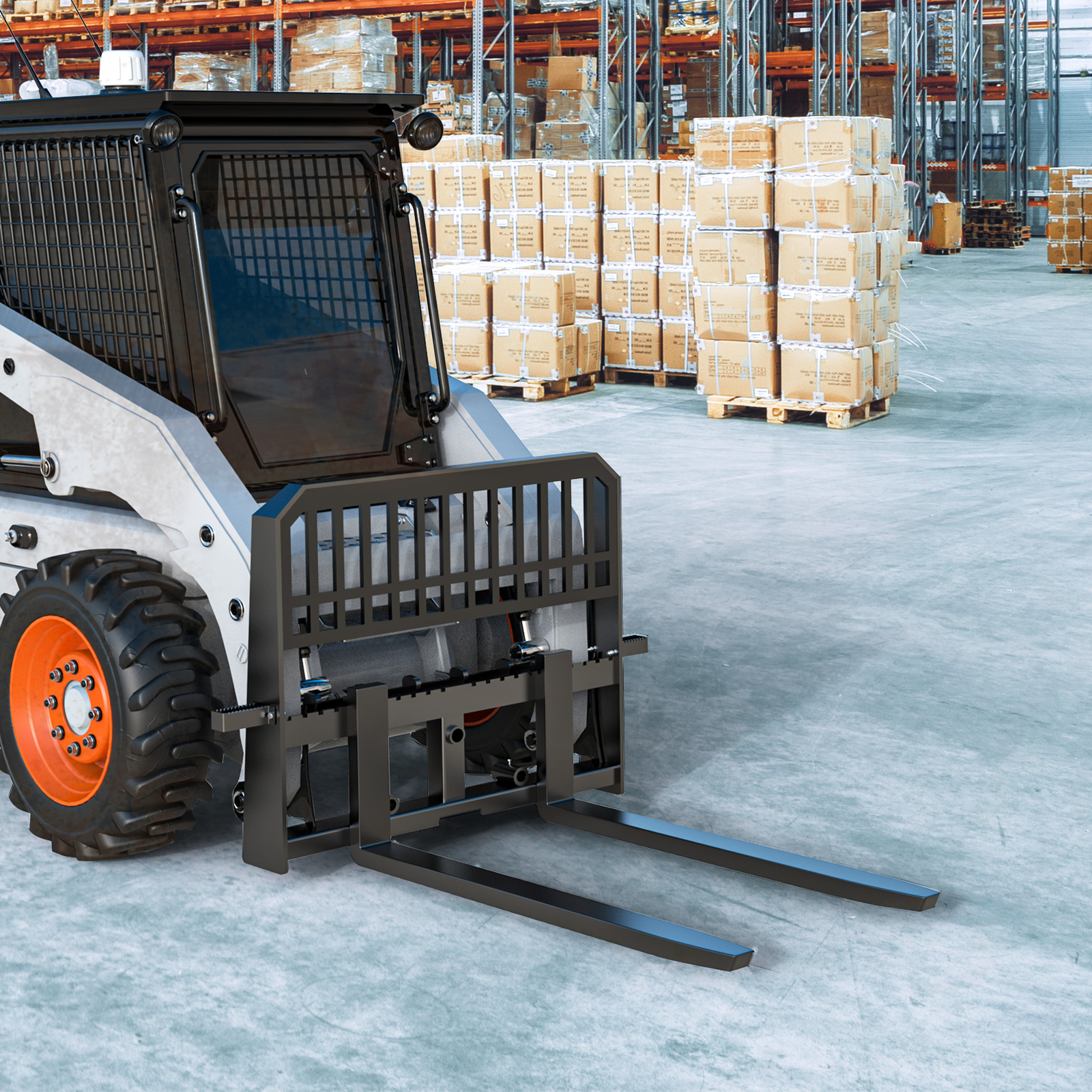 Quick Tach 48" Blades & 45" Frame Skid Steer Pallet Fork Attachment 4000 LBS