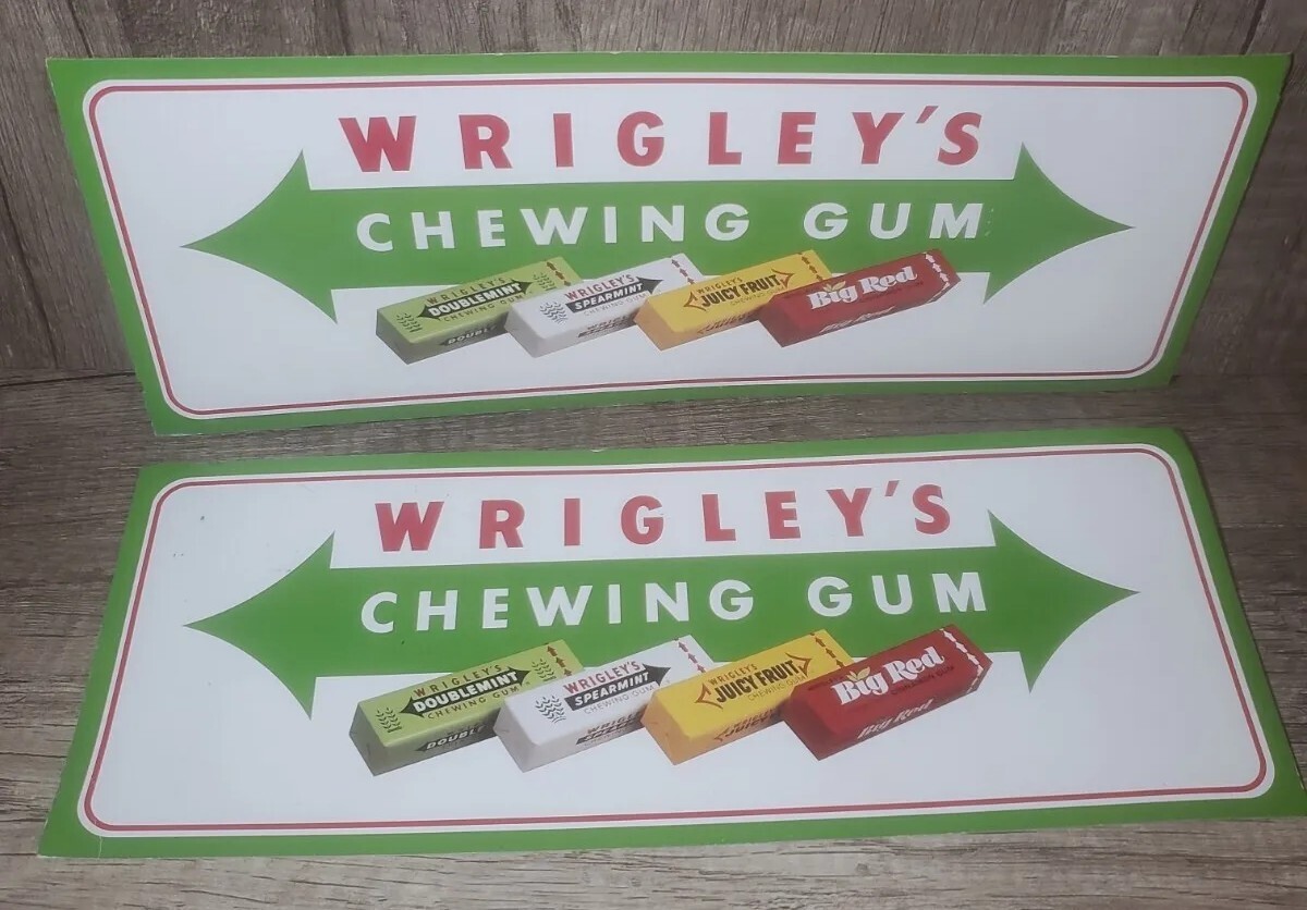 Vintage Wrigley Chewing Gum Cardstock Advertising Lot of 2 11"X 4"