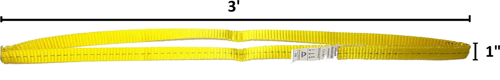 2pc 1in x 3ft Endless Flat Sling 3,200lbs Vertical Lift Load Limit