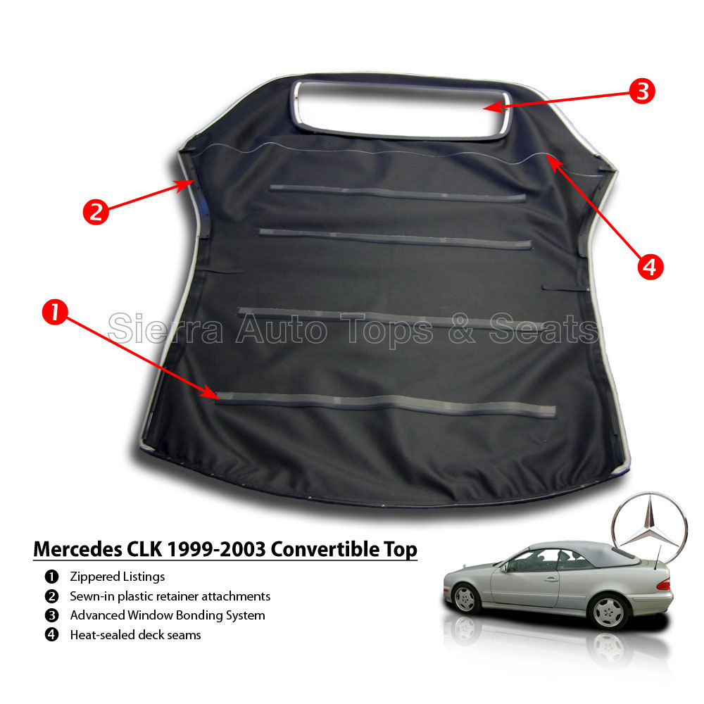 Fits: 1990-2003 Mercedes CLK, Convertible Top, Black Haartz Stayfast, no Window