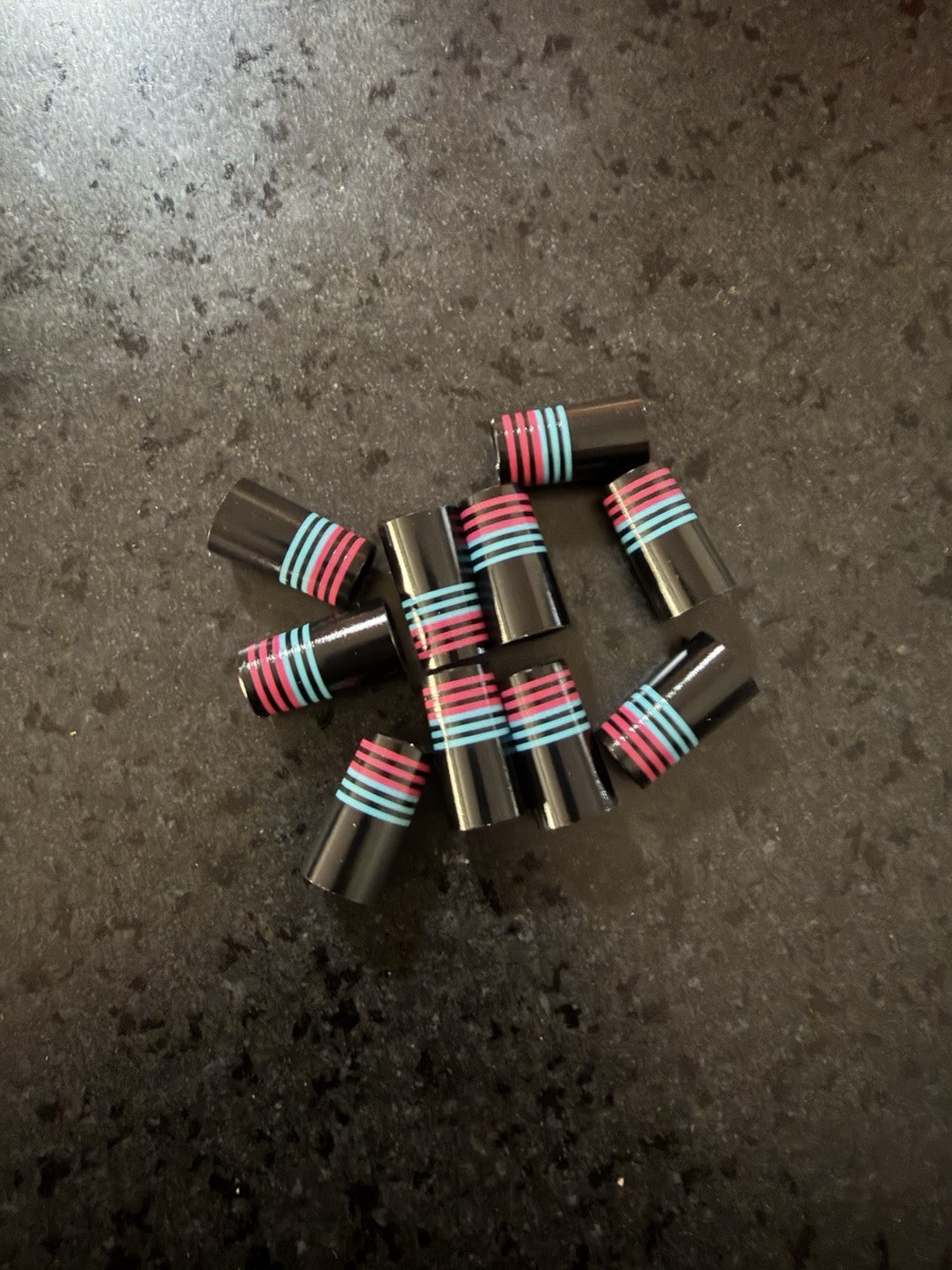 10-CUSTOM GOLF FERRULES Blk/pink/blue Miami Vice    1” TAPER TIP .355