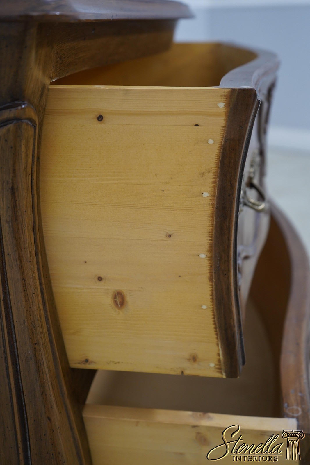 61893: Pair Italian Carved Walnut Finish Commodes Chests