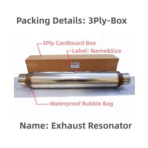 Exhaust Resonator, Straight Gasflow Design, Quiet and Deep Sound Muffler, 3.0